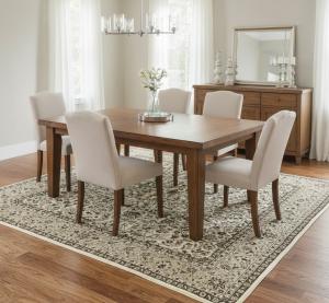 5'8 X 8'0 Hand Knotted Cream & Brown Floral Kirman Wool Rug