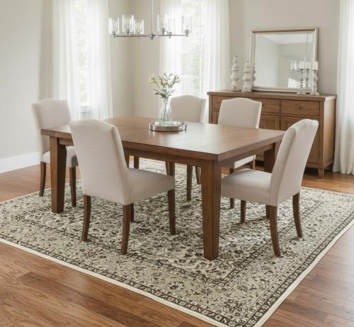 5'8 X 8'0 Hand Knotted Cream & Brown Floral Kirman Wool Rug