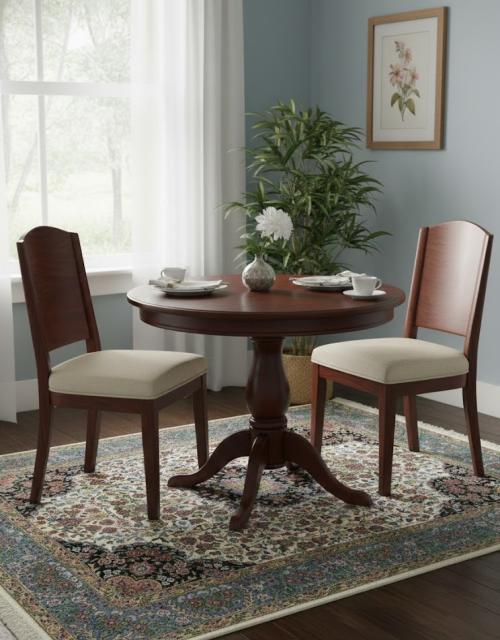 5'1 X 6'8 Hand Knotted Kirman Cream & Blue Oriental Wool Rug