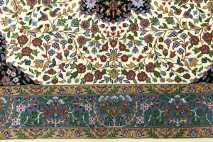 Cream & Blue Floral 5X7 Kirman Oriental Rug