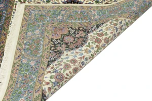 Cream & Blue Floral 5X7 Kirman Oriental Rug