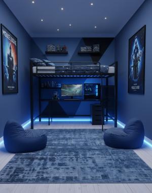 Blue Abstract 6X8 Modern Oriental Rug