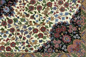 Cream & Blue Floral 5X7 Kirman Oriental Rug
