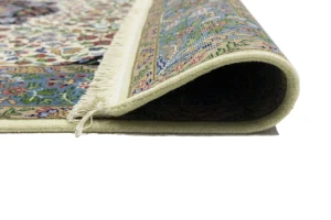 Cream & Blue Floral 5X7 Kirman Oriental Rug