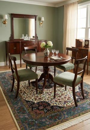 5'0 X 6'10 Hand Knotted Cream Kirman Floral Oriental Wool Rug