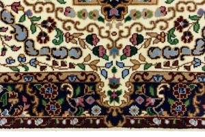Cream & Navy Floral 3X10 Kirman Oriental Runner Rug