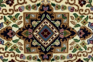 Cream & Navy Floral 3X10 Kirman Oriental Runner Rug