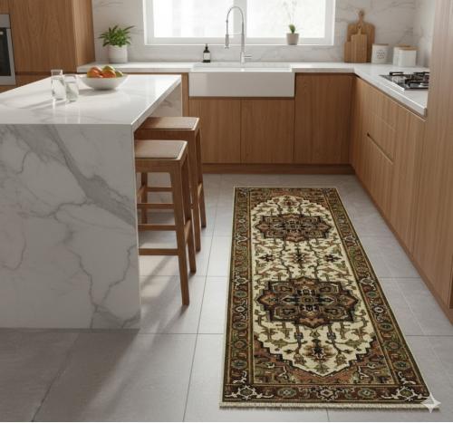 2'6 x 7'9 Hand Knotted Heriz Serapi Oriental Wool Runner Rug