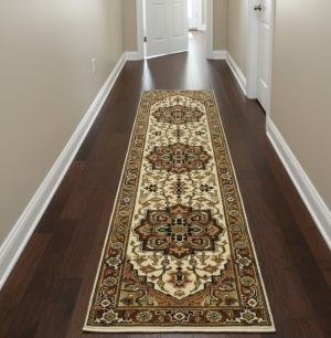 2'6 X 9'11 Hand Knotted Cream Heriz Serapi Wool Runner Rug