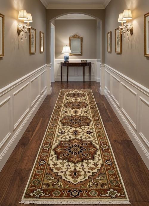 2'6 X 12'3 Heriz Serapi Cream Hand Knotted Wool Runner Rug