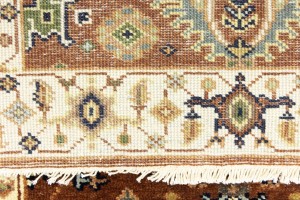 Rust & Cream Tribal Geometric 3X10 Indo-Karajeh Oriental Runner Rug