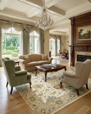 9'0 X 11'10 Peshawar Cream Osh Chobi Hand Knotted Wool Rug