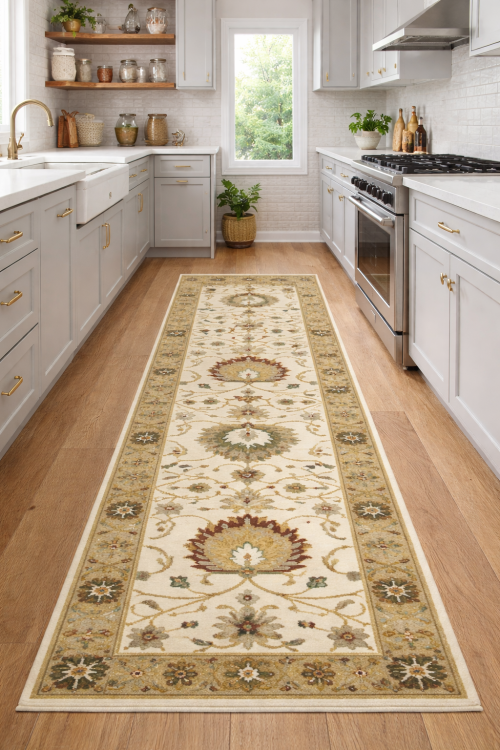 Cream Floral Osh Chobi 2'5X8 Peshawar Oriental Runner Rug