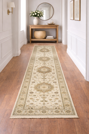 Cream Floral Osh Chobi 2'6X10 Peshawar Oriental Runner Rug