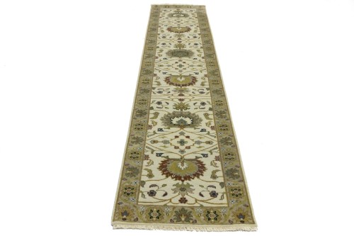 Cream Floral Osh Chobi 2'6X12 Peshawar Oriental Runner Rug