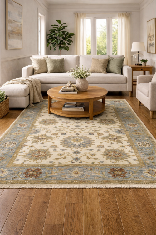 4'0 X 5'11 Hand Knotted Osh Chobi Floral Peshawar Wool Rug