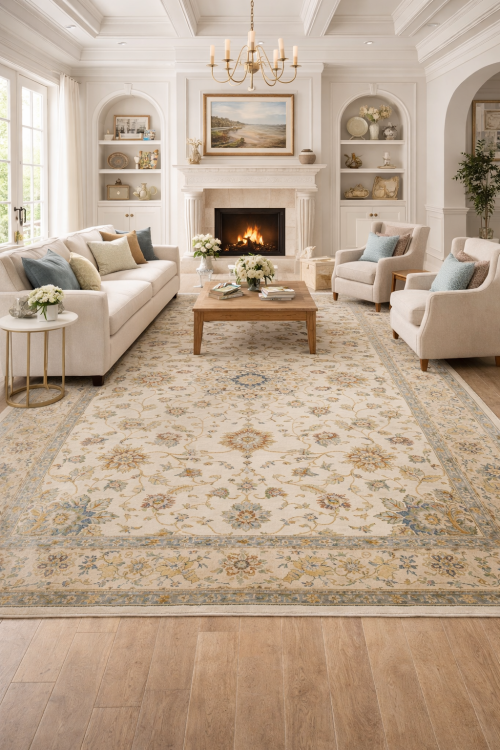 9'0 X 12'0 Hand Knotted Osh Chobi Cream Peshawar Wool Rug