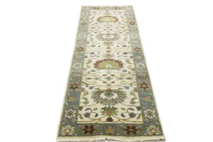 Cream Floral Osh Chobi 2'6X8 Peshawar Oriental Runner Rug