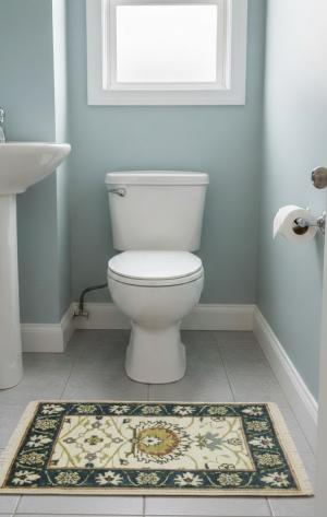 2'0 X 3'1 Hand Knotted Cream & Teal Chobi Peshawar Wool Rug