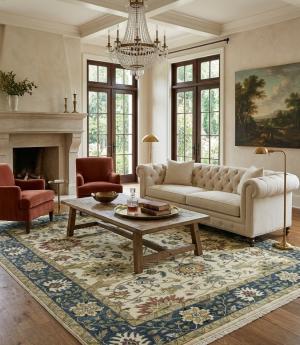 8'0 X 9'11 Peshawar Hand Knotted Floral Osh Chobi Wool Rug