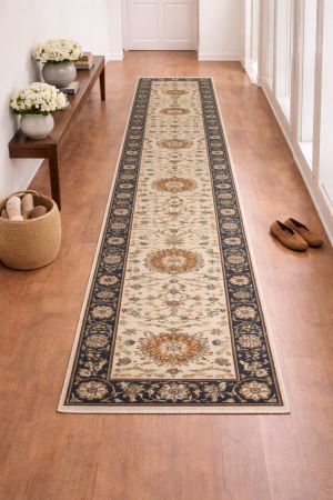 Cream Floral Osh Chobi 2'6X14 Peshawar Oriental Runner Rug