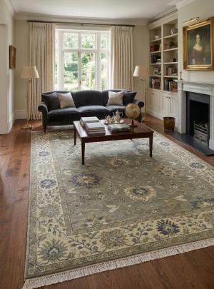 Taupe Floral Osh Chobi 9X12 Peshawar Oriental Rug