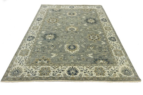 Taupe Floral Osh Chobi 9X12 Peshawar Oriental Rug