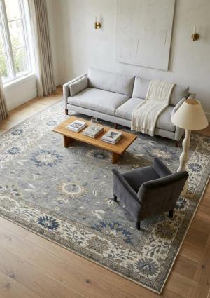 Taupe Floral Osh Chobi 10X14 Peshawar Oriental Rug