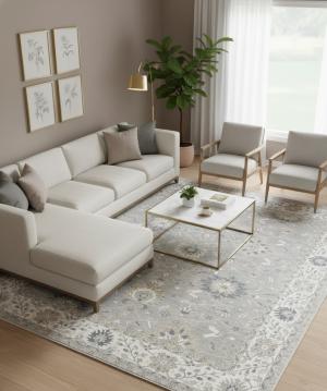 Taupe Floral Osh Chobi 12X15 Peshawar Oriental Rug