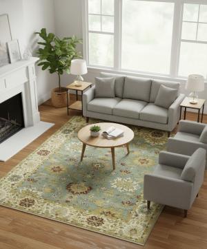 Blue-gray Floral Osh Chobi 8X10 Peshawar Oriental Rug