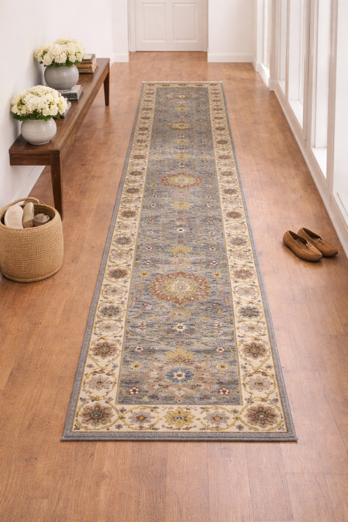 Blue-gray Floral Osh Chobi 2'5X12 Peshawar Oriental Runner Rug