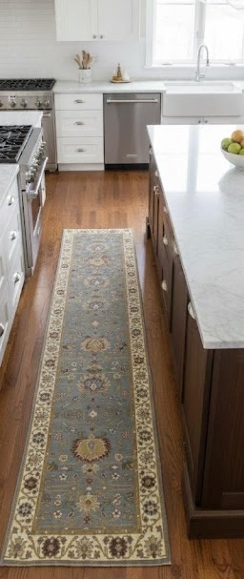 Blue-gray Floral Osh Chobi 3X13 Peshawar Oriental Runner Rug