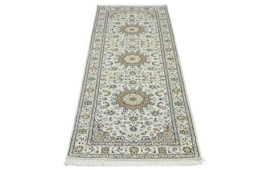 Cream Floral 3X8 Indo-Nain Oriental Runner Rug