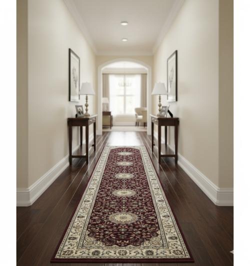 Red Floral 3X12 Indo-Nain Oriental Runner Rug