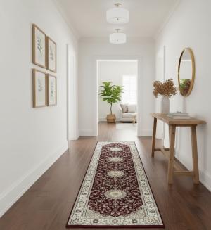 Red Floral 3X10 Indo-Nain Oriental Runner Rug