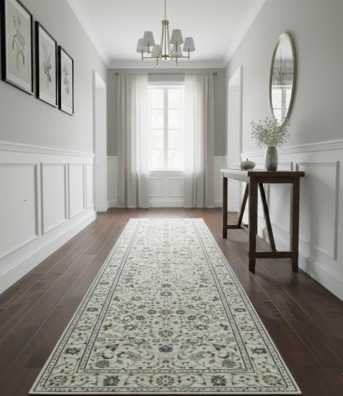 2'9 x 10'2 Cream Indo-Nain Hnad Knotted Wool Runner Rug