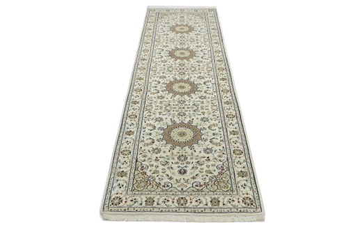 Cream Floral 3X10 Indo-Nain Oriental Runner Rug