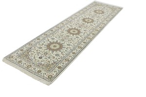 Cream Floral 3X10 Indo-Nain Oriental Runner Rug