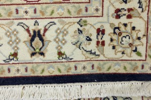 Dark Navy Floral 3X3 Indo-Nain Oriental Square Rug