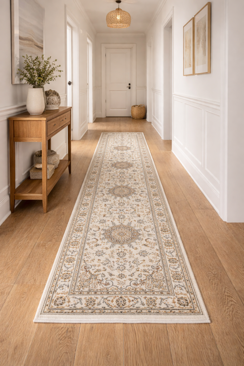 2'10 x 12'6 Hand Knotted Floral Indo-Nain Wool Runner Rug