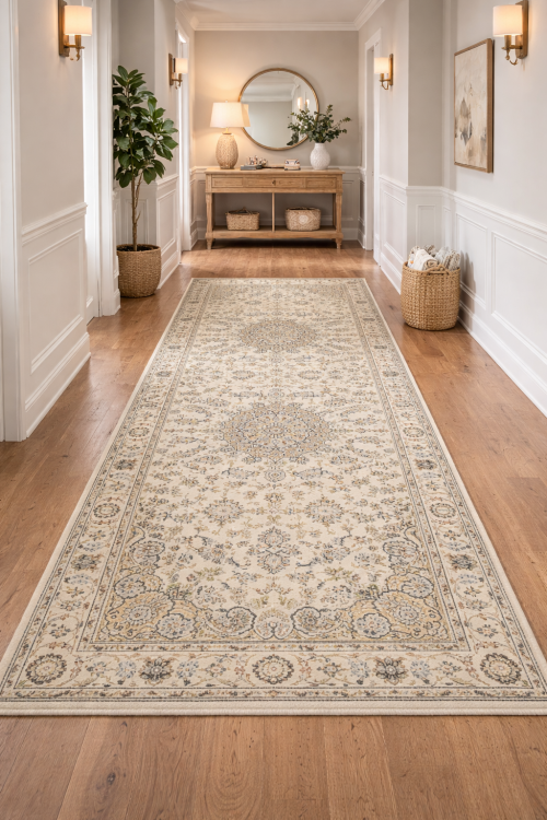 Cream Floral 6X12 Indo-Nain Oriental Rug