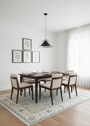 Light Blue-gray Floral 6X9 Indo-Nain Oriental Rug