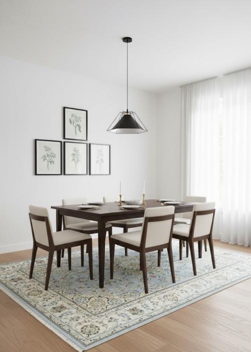 Light Blue-gray Floral 6X9 Indo-Nain Oriental Rug