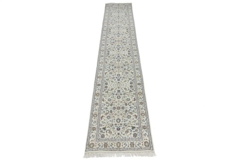 Cream Floral 3X13 Indo-Nain Oriental Runner Rug
