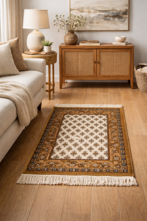 Cream Floral 2X3 Indo Botemir Oriental Rug