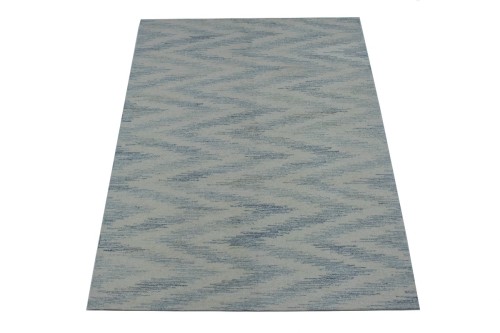 Blue & Cream Hand-Tufted 5X8 Modern Rug
