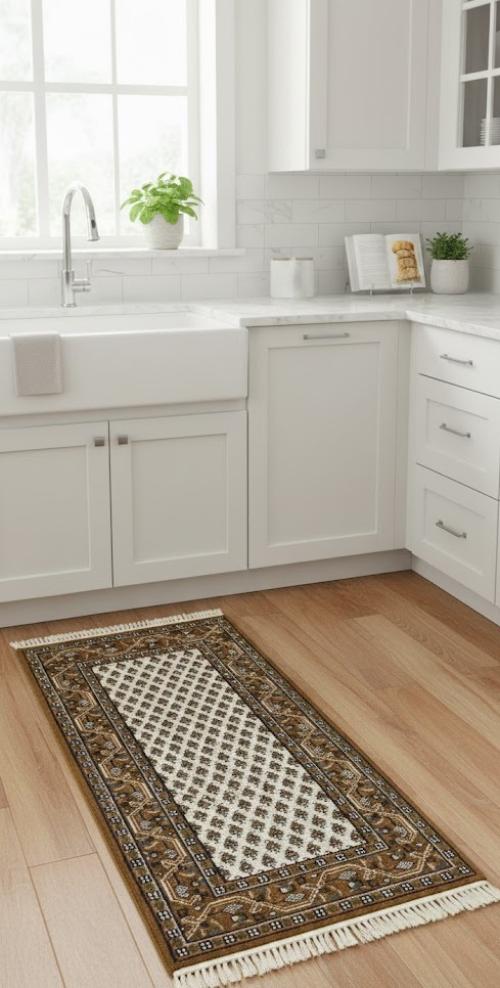 Cream Floral 2'5X4'8 Indo Botemir Oriental Rug