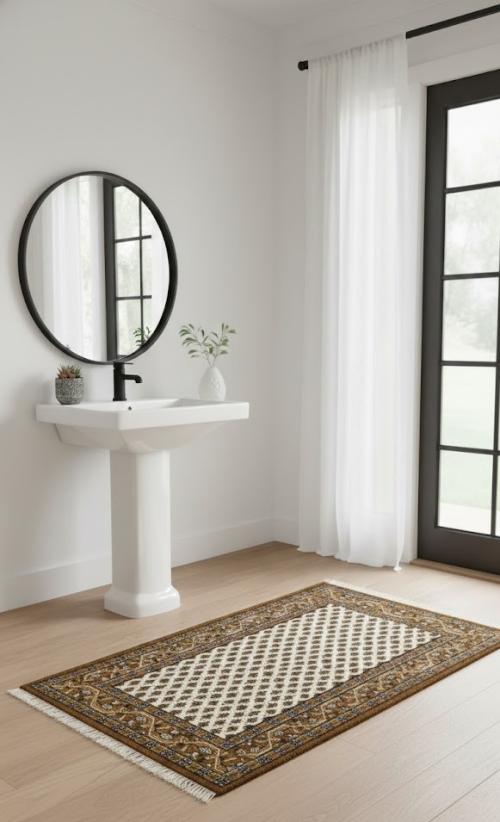 Cream Floral 3X5 Indo Botemir Oriental Rug