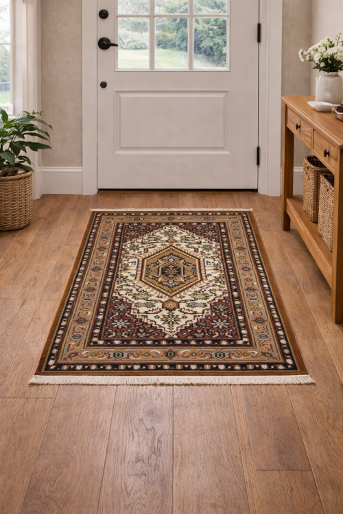 Cream Floral Tribal 3X5'6 Indo-Bidjar Oriental  Rug