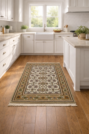 3'1 X 5'3 Cream Floral Hand Knotted Indo-Bidjar Wool Rug